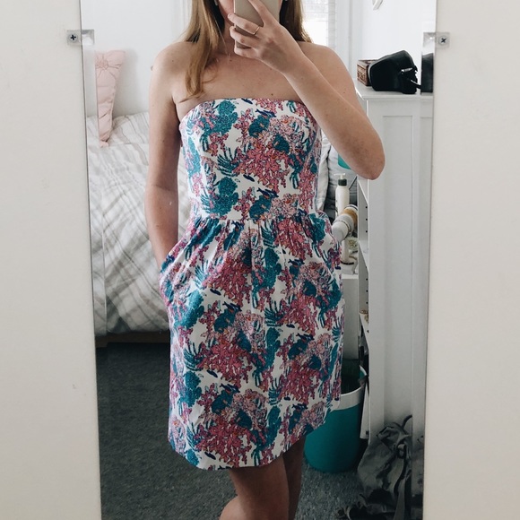 vineyard vines coral print strapless dress - Picture 4 of 4